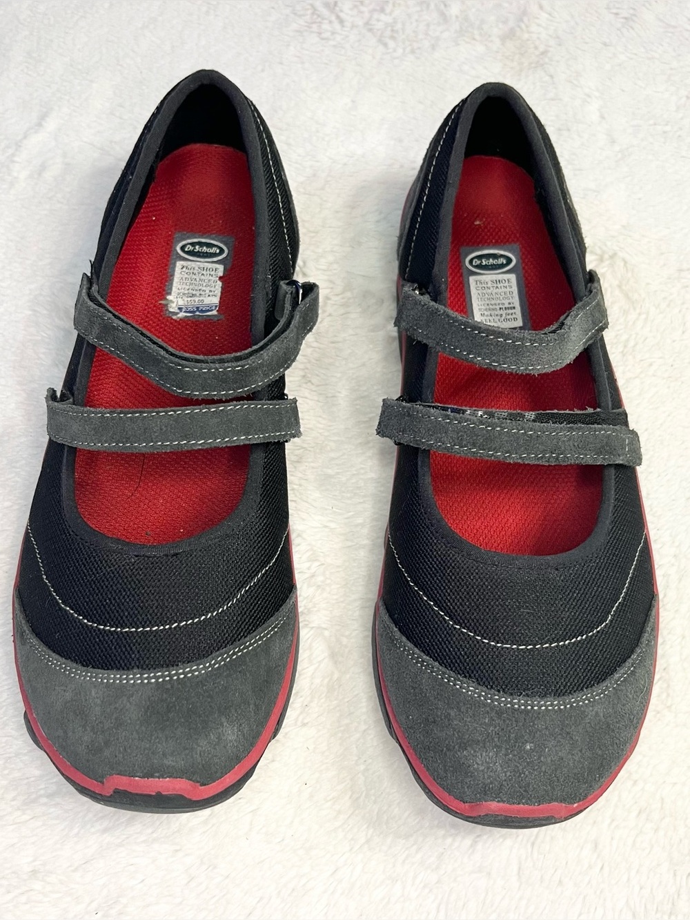 Dr. Scholl's Black Red & Gray Sport Double Strap Mary Jane Sneakers Size 10